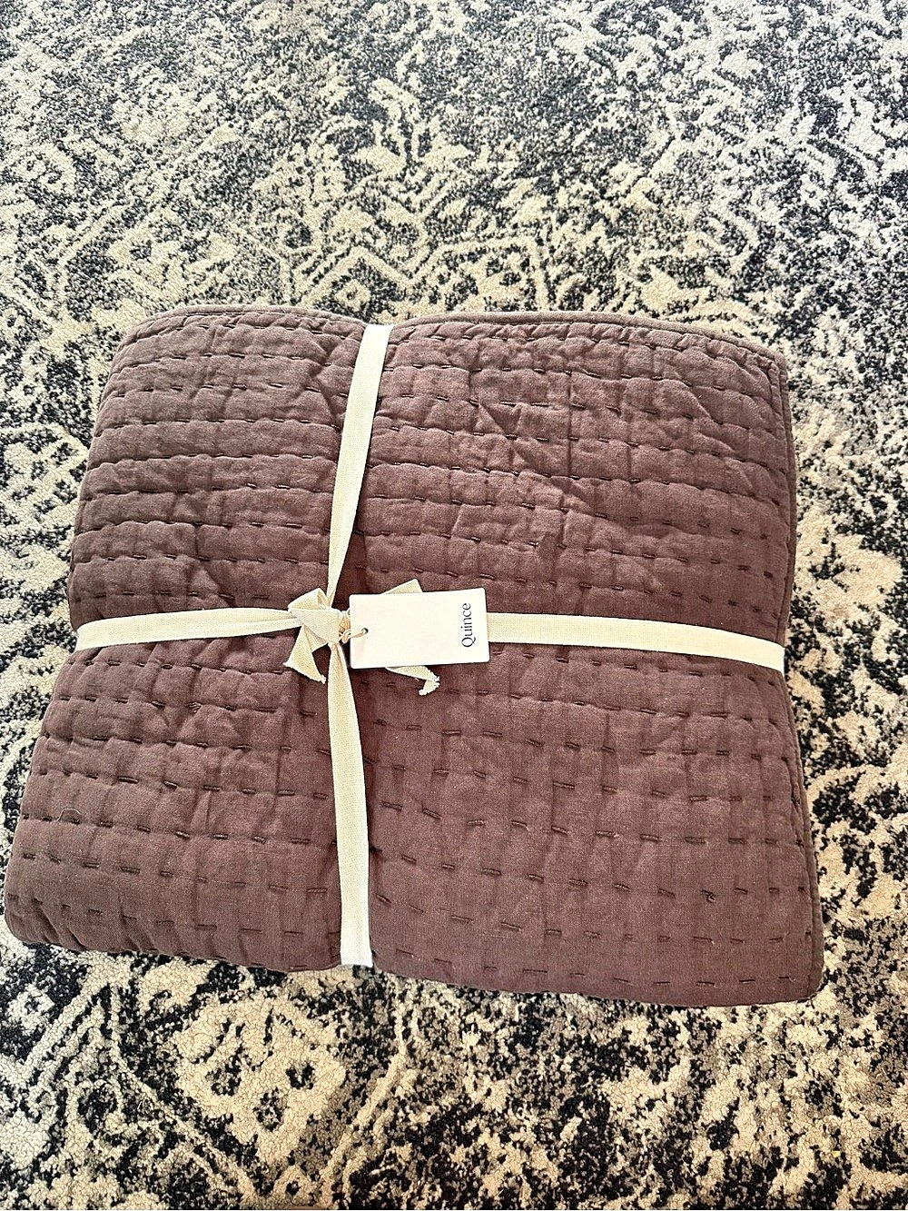 Quince European Linen Cotton Stitch Quilt in Brown